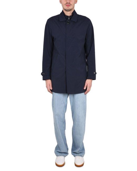 Fay Blue Single-Breasted Long-Sleeved Coat for men