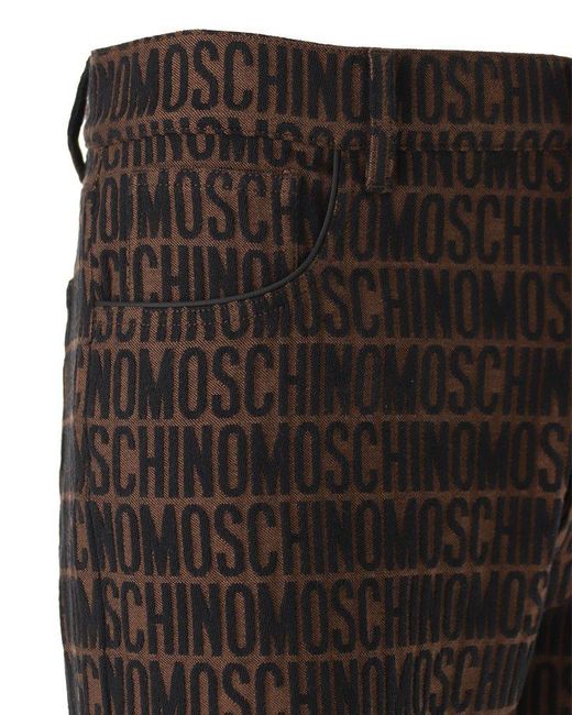 Moschino Brown Monogram Jacquard Slim-cut Jeans for men