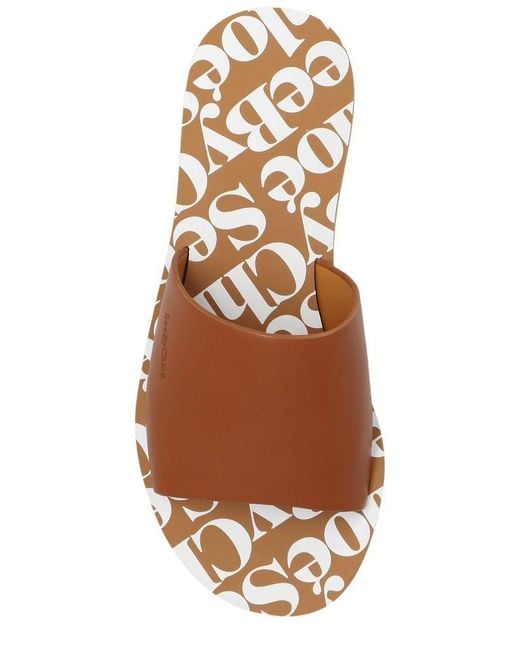 See By Chloé Brown Leather-strap Flat Slides