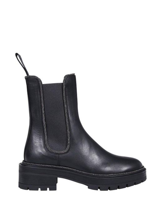 Aquazzura Black Round-toe Slip-on Boots