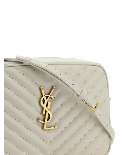Cassandre leather phone pouch in white - Saint Laurent