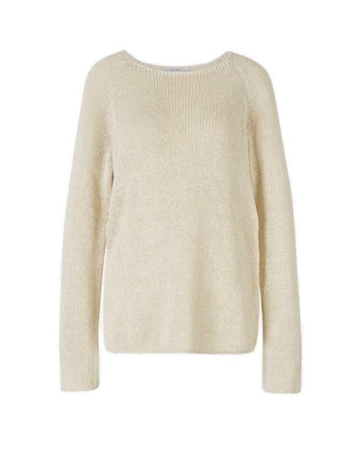 The Row White Crewneck Knitted Sweater