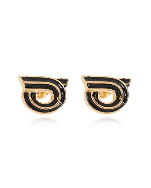 Ferragamo Black Earrings With Logo,