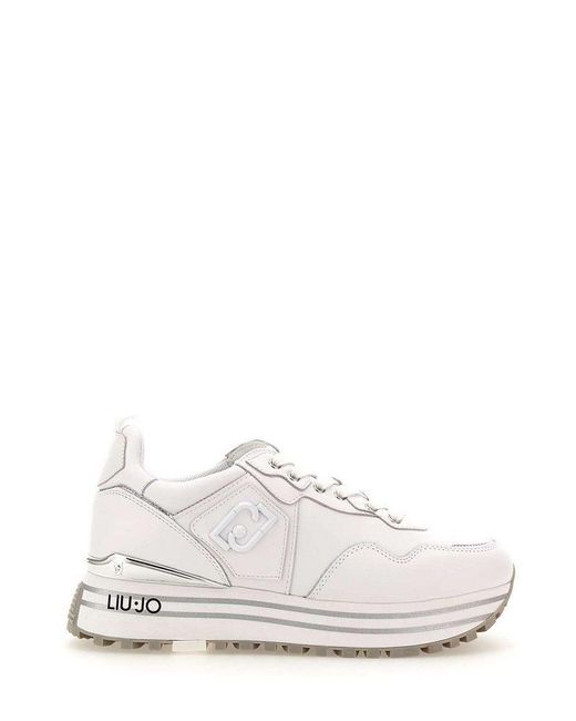 Liu Jo White Logo Patch Lace-up Sneakers