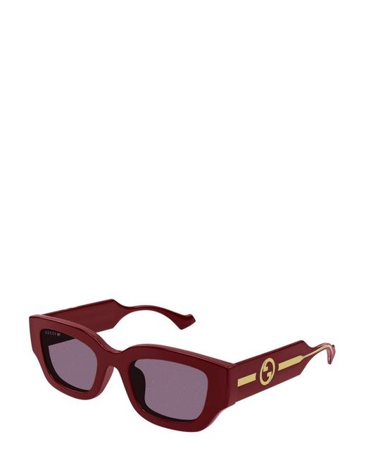 Gucci Red Rectangle Frame Sunglasses