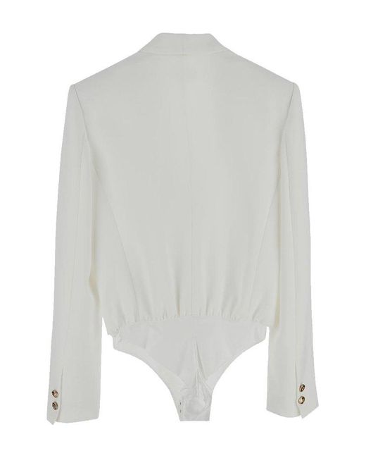 Elisabetta Franchi White Long-sleeved Blazer Bodysuit