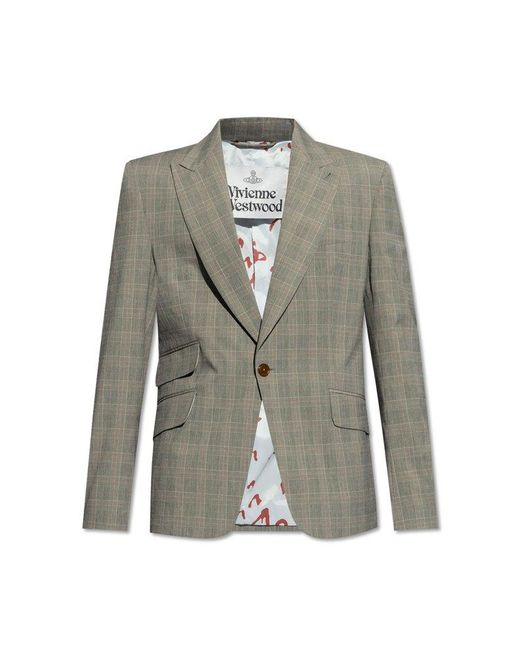 Vivienne Westwood Gray Single-breasted Checkered Blazer, for men