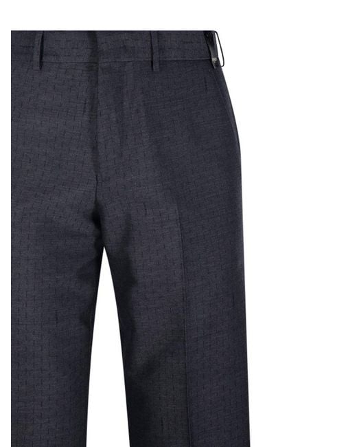 Fendi Blue Straight-Leg Striped Tailored Pants for men