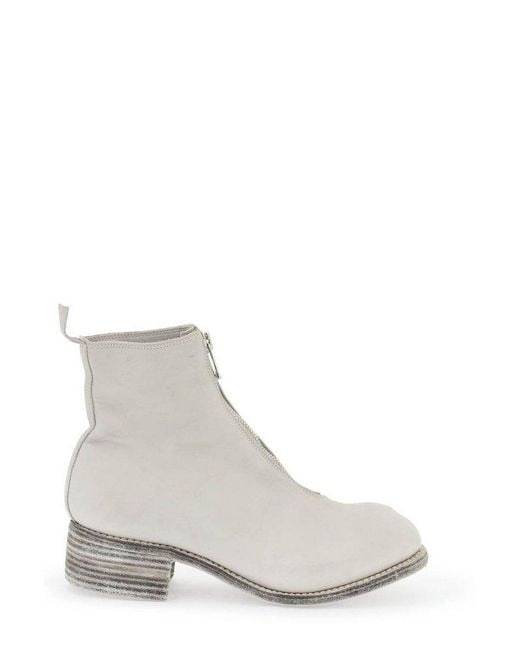 Guidi White Pl1 Front Zipped Ankle Boots