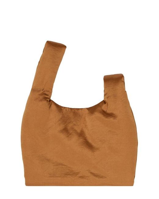 Nanushka Brown Jen Crinkled Satin Clutch Bag