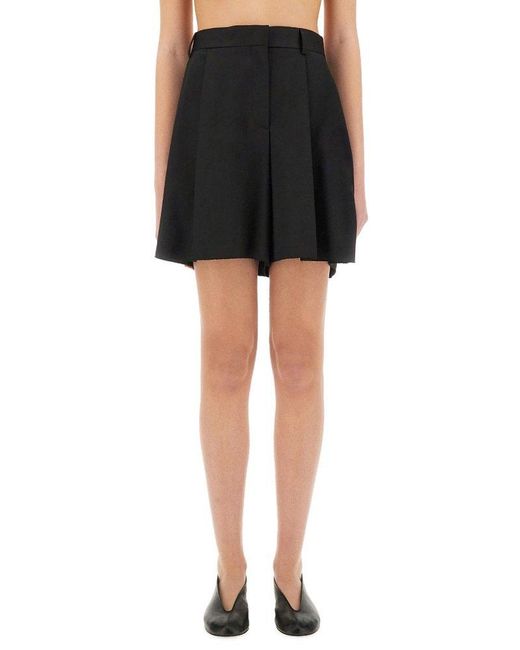 Moschino Black Wool Shorts With Pleated Design