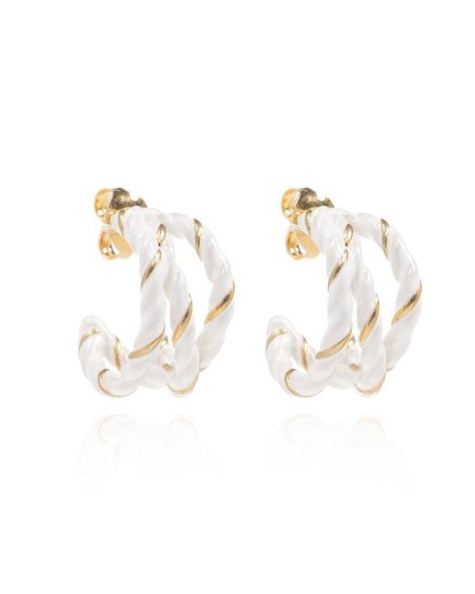 Maison Margiela White Brass Earrings,