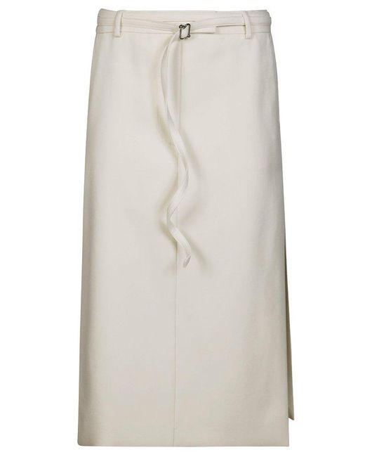 Sportmax Gray Garbo Belted Midi Skirt