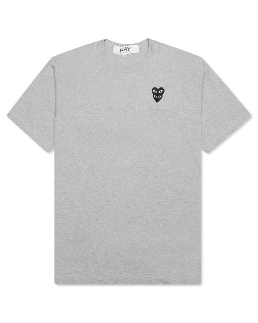 COMME DES GARÇONS PLAY Gray Double Heart Crewneck T-Shirt for men