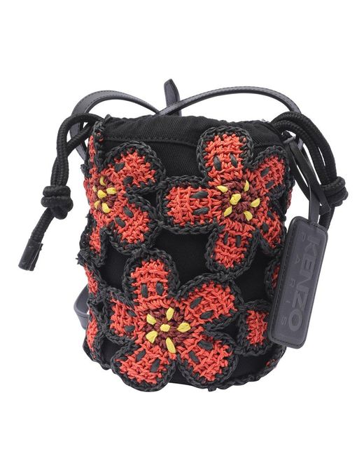 KENZO Red Flower Boke Bucket Bag