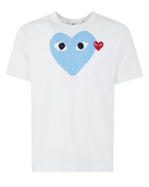 COMME DES GARÇONS PLAY Blue Heart Printed Crewneck T-shirt for men