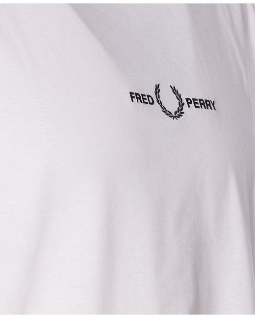 Fred Perry White Logo-embroidered Crewneck T-shirt for men