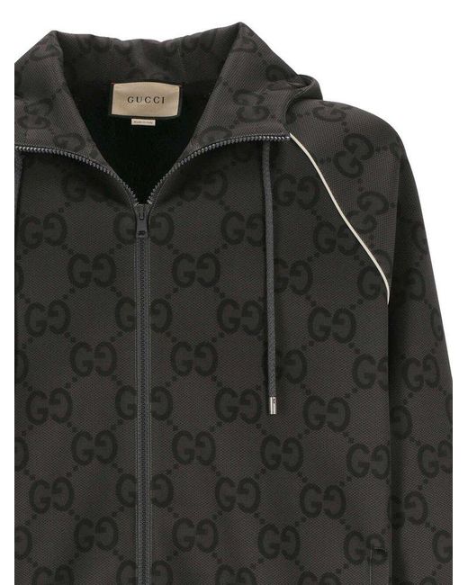 Gucci Black Jumbo GG Zipped Jacket for men