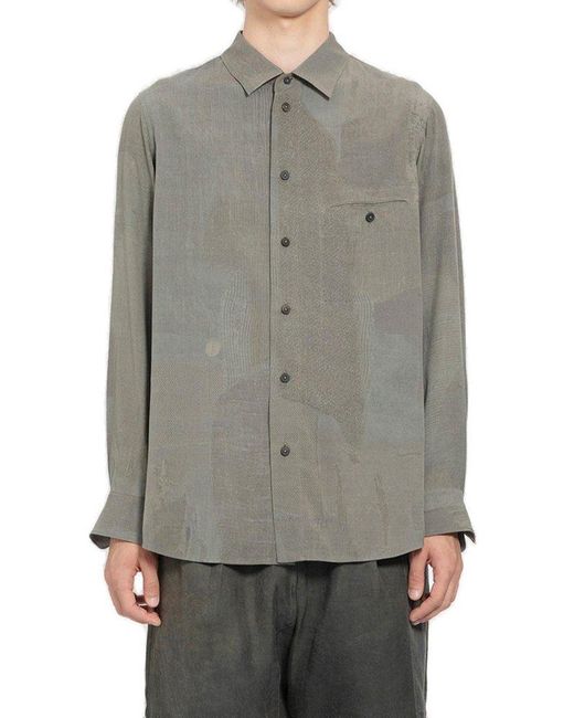 Ziggy Chen Gray Graphic Printed Long Sleeved Shirt for men