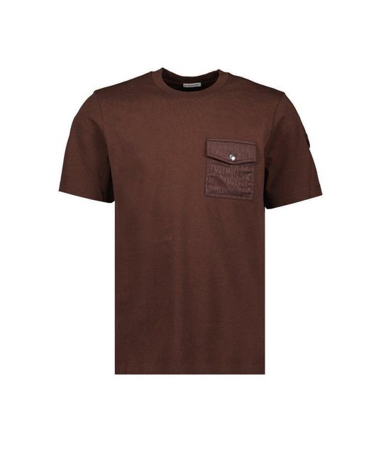 Moncler Brown Logo Jacquard Patch Pocket T-shirt for men