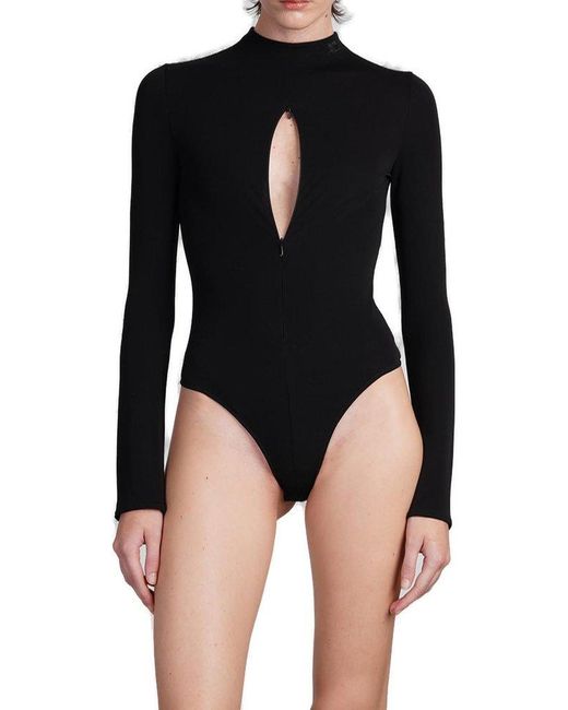 Courreges Drop Volcano Long-Sleeved Jersey Bodysuit in Black | Lyst UK