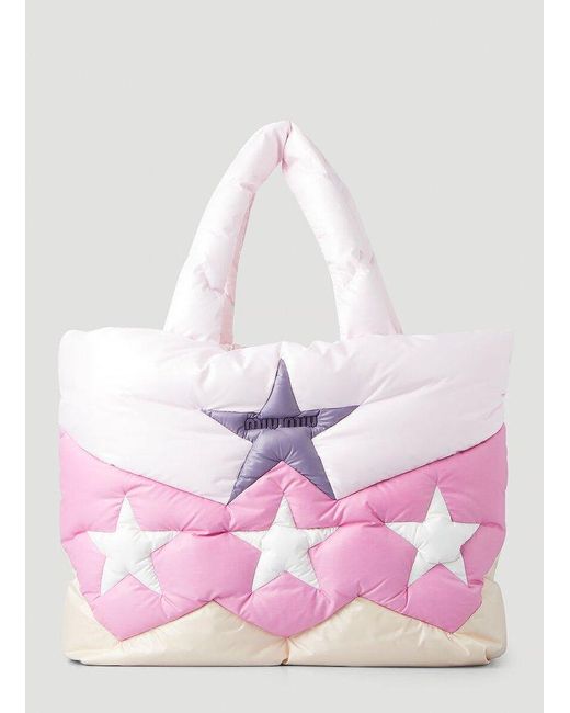 Miu Miu Pink Quilted Stars Padded Tote Bag