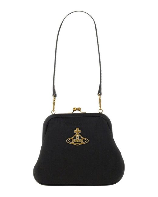 Vivienne Westwood Black Vivienne's Orb Plaque Clutch Bag