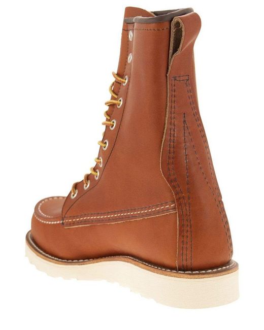 Red Wing Brown Round Toe Lace-up Boot for men
