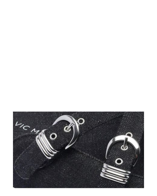 Vic Matié Black Buckle Detailed Denim Mules