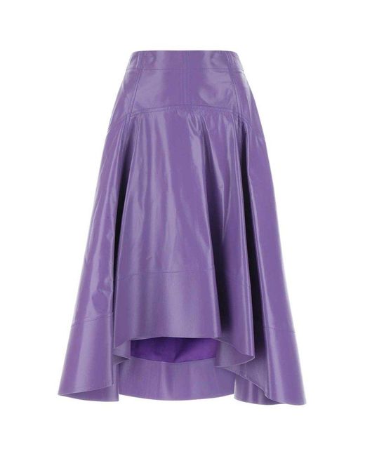 Bottega Veneta Purple Leather Skirt