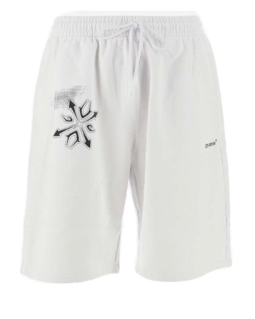 Off-White c/o Virgil Abloh Cotton Graphic Printed Sweat Shorts in White for  Men - Lyst