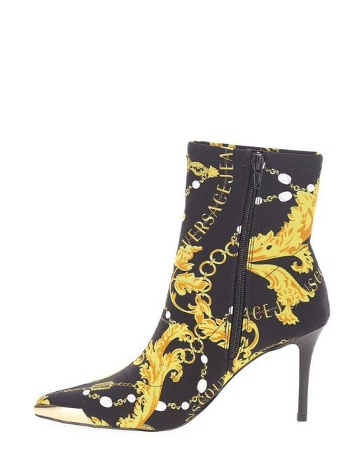 Versace Jeans Couture Baroque Pattern Print Ankle Boots in Black | Lyst