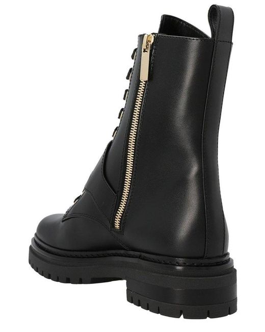 Elisabetta Franchi Stud Combat Boots in Black | Lyst