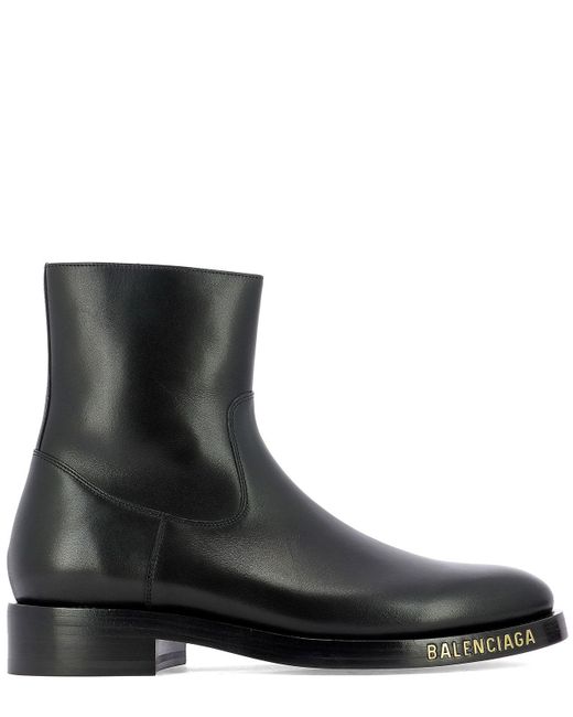 Balenciaga Black Logo Engraved Ankle Boots for men