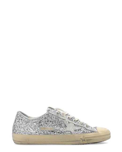Golden Goose Deluxe Brand Gray V-star Glittered Lace-up Sneakers