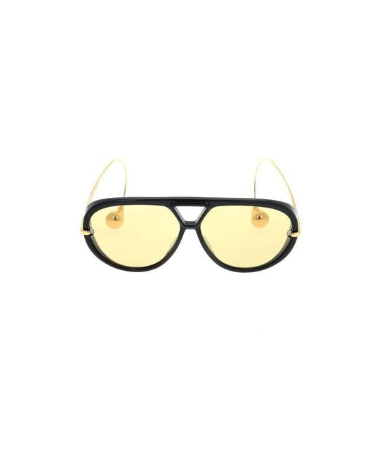 Bottega Veneta Black Pilot Frame Sunglasses