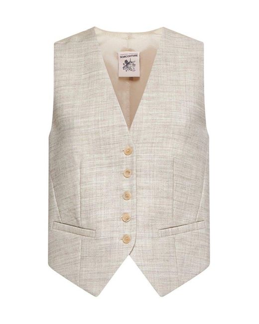 Semicouture White Buttoned Vest Jacket
