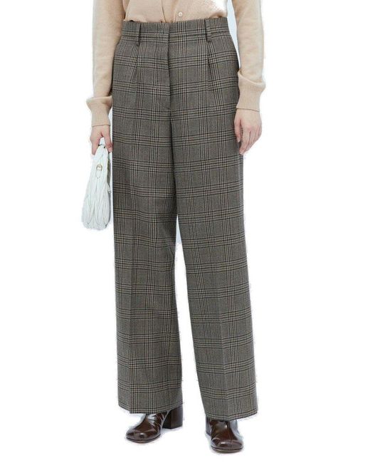 Miu Miu Gray Mid-rise Checked Pants