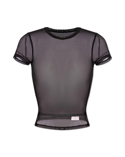 Alexander Wang Gray Bodycon Semi-sheer Short-sleeved Top