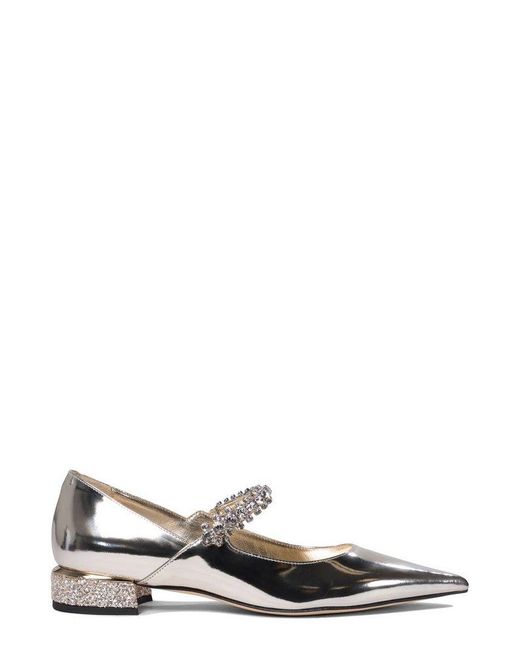 Jimmy Choo Black Bing Embellished Flat Shoes