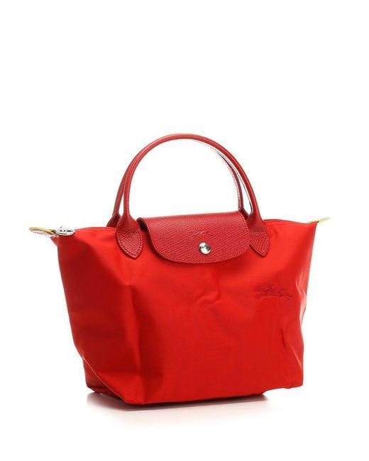 Longchamp Red Le Pliage Small Top Handle Bag