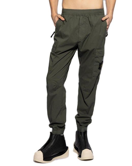 Stone Island Green Trousers With Logo, for men