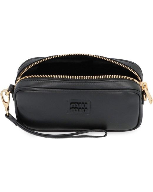 Miu Miu Black Logo Detailed Zipped Clutch Bag