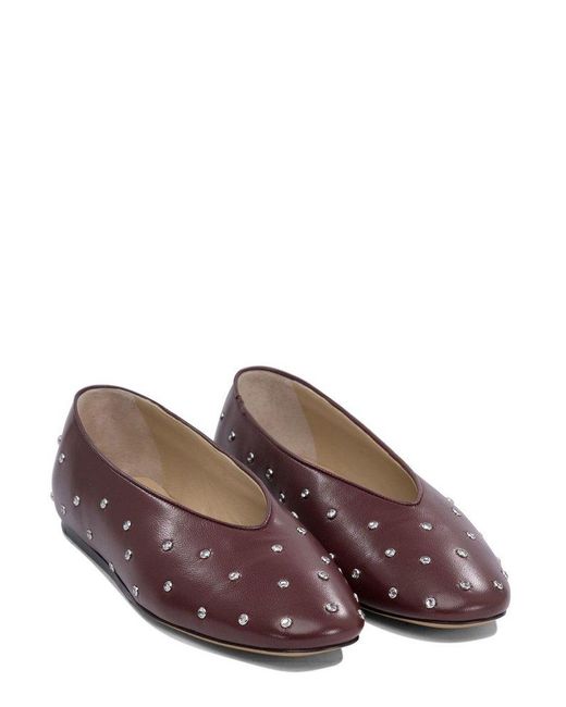 Le Monde Beryl Brown Studded Ballerinas
