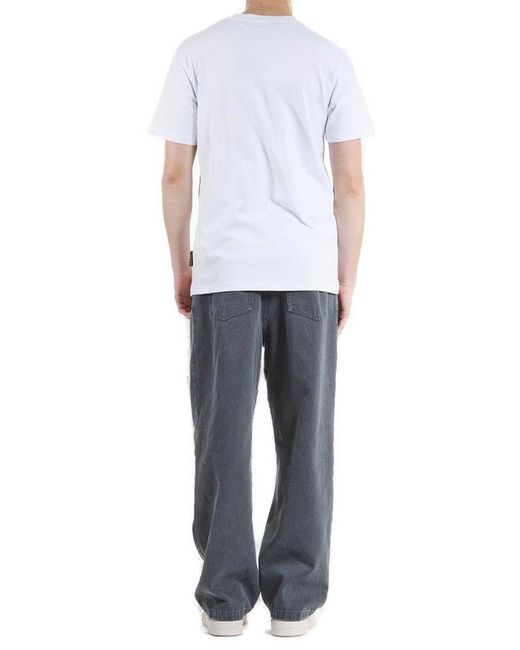 Just Cavalli White Logo Embroidered Crewneck T-Shirt for men