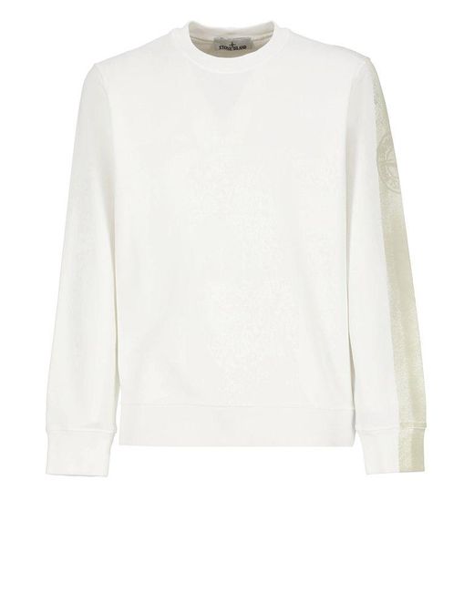 Stone Island White Cotton Sweatshirt for men