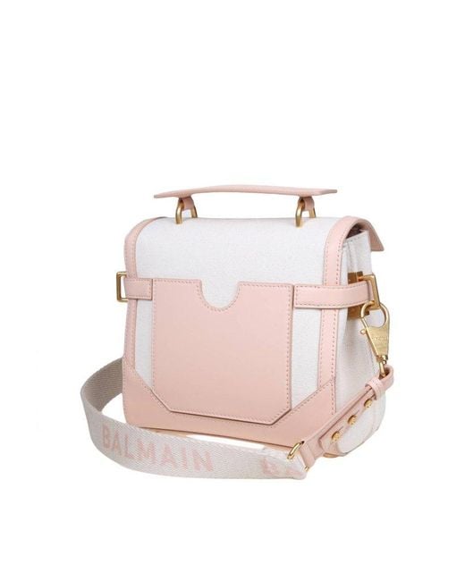Balmain Pink B-buzz Twist Lock Top Handle Bag