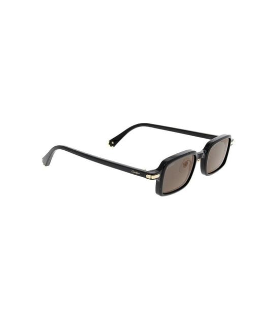 Cartier Black Rectangle-Frame Sunglasses