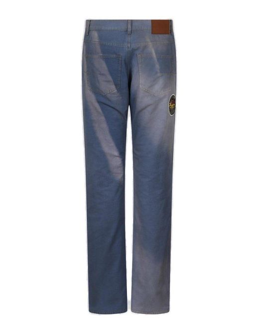 Dior Blue Logo Patch Straight-leg Jeans for men