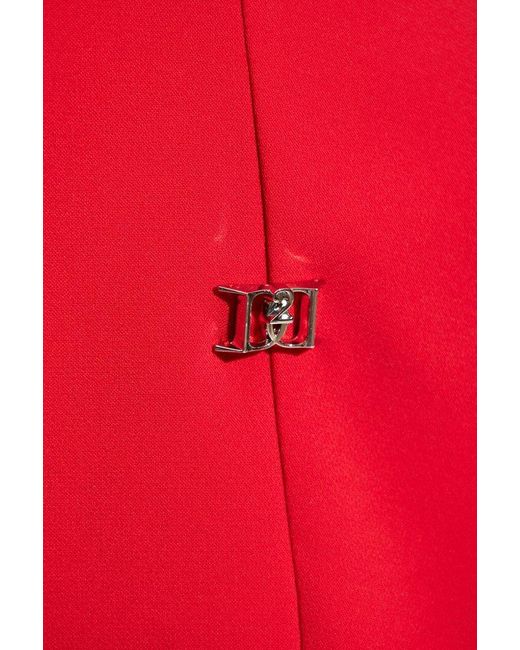 DSquared² Red Logo Plaque Mini Dress
